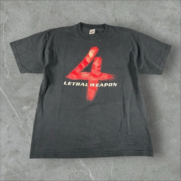 Vintage Lethal Weapon 4 Shirt Men XL Black 1998 Warner Bros Movie Promo 90s RARE